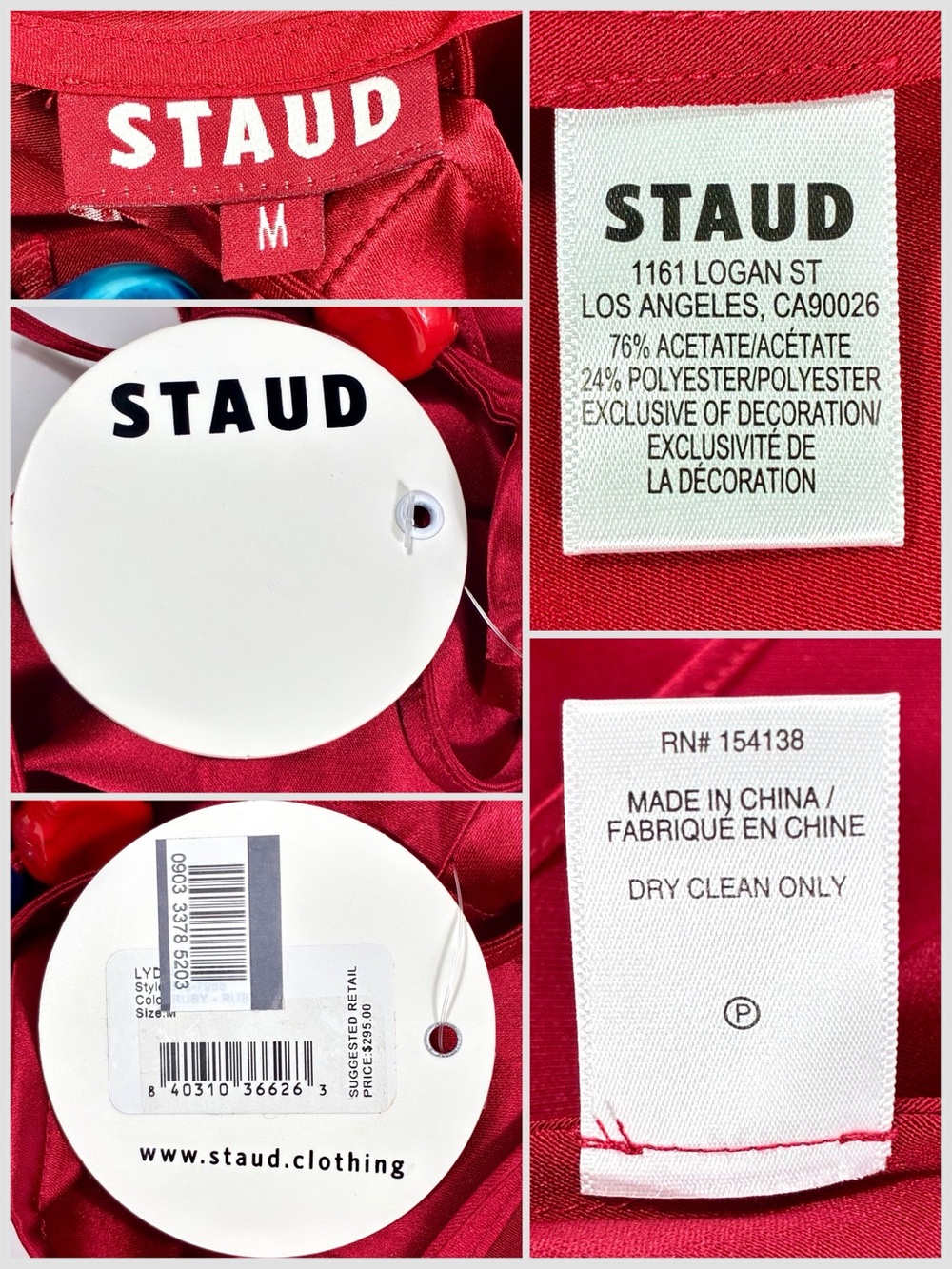 Staud Lydia Mini Slip Dress Ruby Red Small Medium NWT - Picture 6 of 16